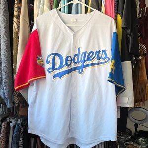 Dodgers Filipino Jersey - White With Yellow Blue, Red Traditional Accent Colors